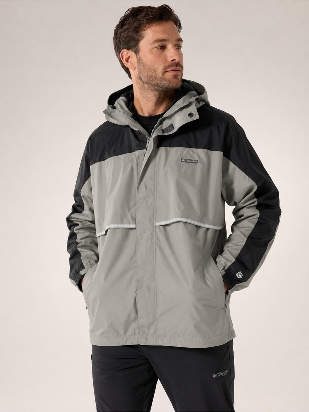 Stearns DryWear Waterproof Rain Jacket XL Taupe Hooded Fishing Boating Coat